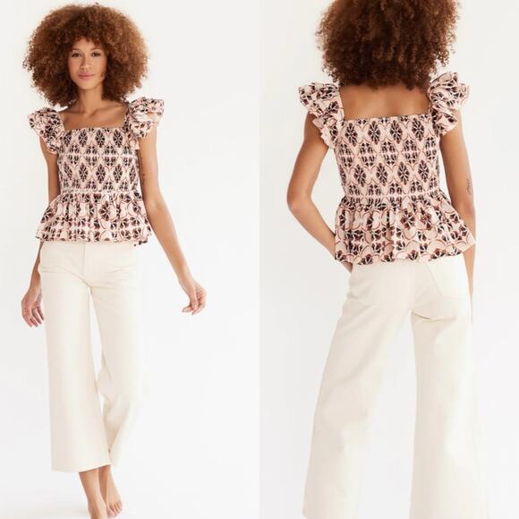 Mille Athena Sayulita Cotton Peplum Summer Tank Top - Picture 8 of 8